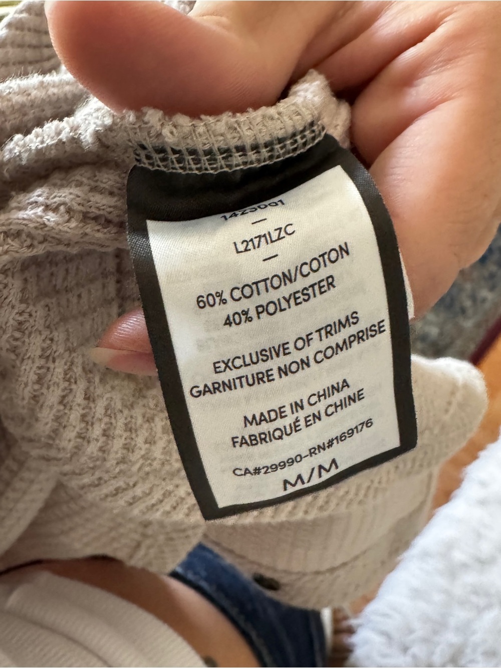 Waffle-Knit Button-Up Shirt in Light Taupe - Picture 3 of 3